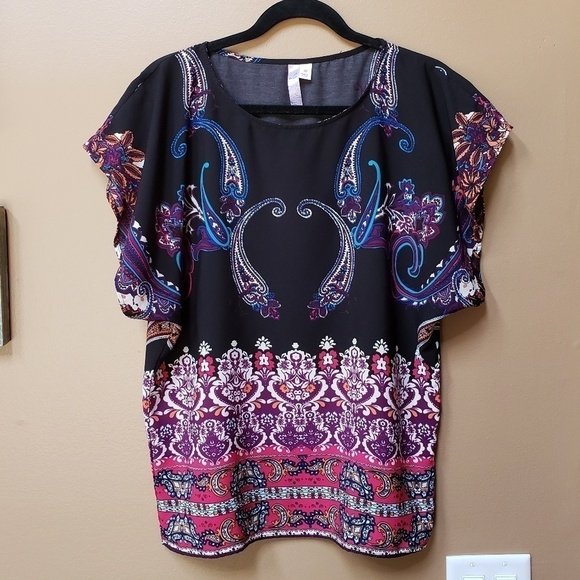Francesca's Alya paisley boho top - Picture 1 of 7